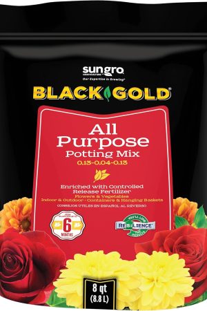 Sun Gro Horticulture 8-Quart Black Gold 1310102 Purpose Potting Soil With Control, Brown/A