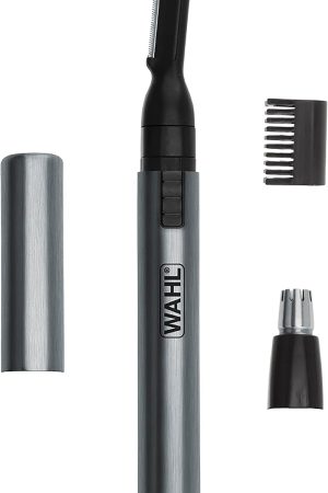 Wahl Micro Groomsman Battery Personal Trimmer for Hygienic Grooming with Rinseable, Interchangeable Heads for Eyebrows, Neckline, Nose, Ears, & Other Detailing - 05640-600